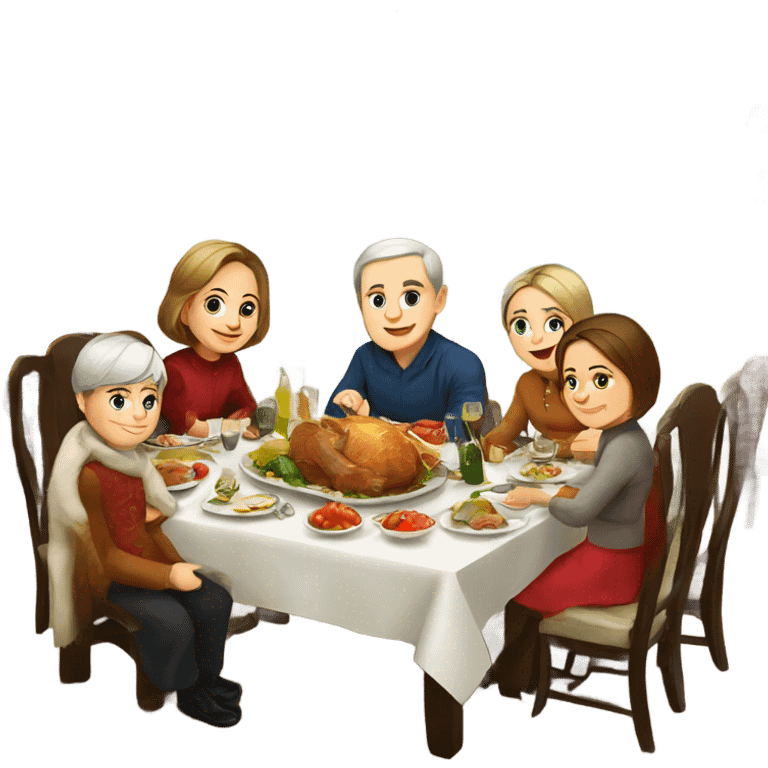 Russian family sitting at the New Year's table emoji