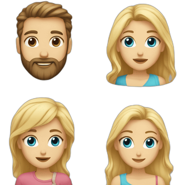 Bearded Guy with blond hair blue eyes and  girl blond and brown hair girl in box emoji