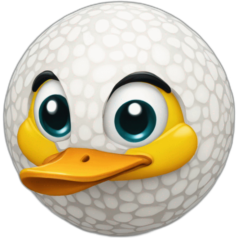 3d sphere with a cartoon duck skin texture with big childish eyes emoji