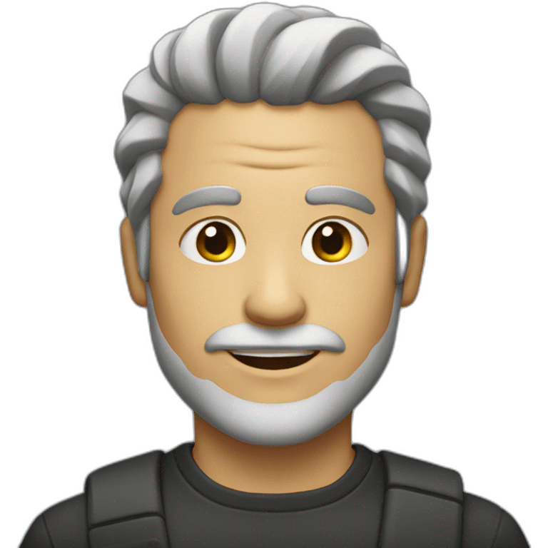 Man with a light beard and hair tied back to his neck emoji