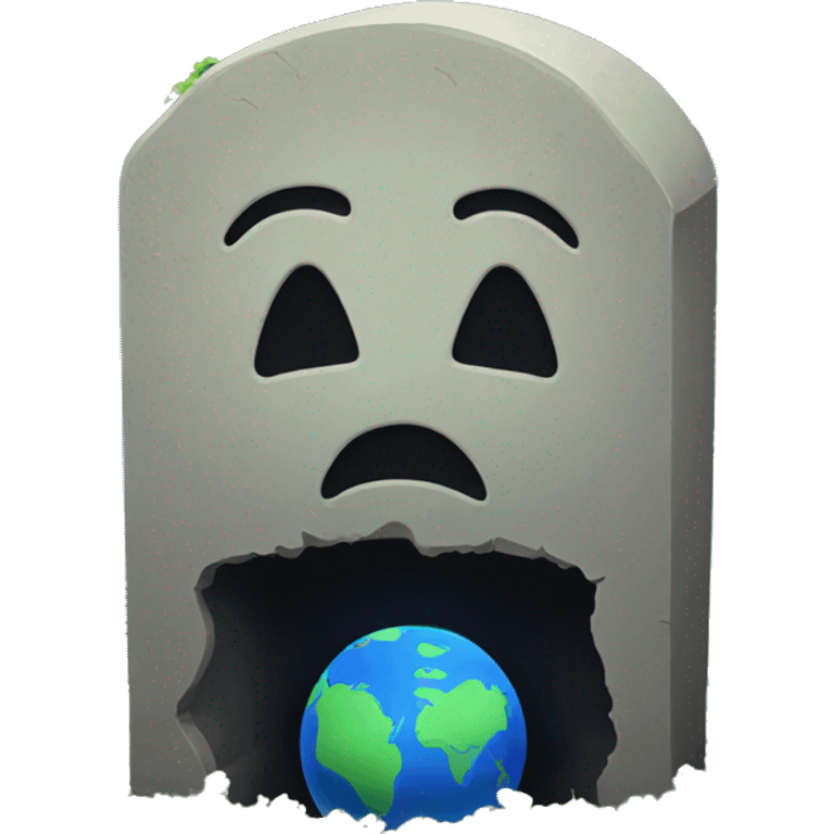 Grave emoji with a earth symbol on it and the earth is sad emoji