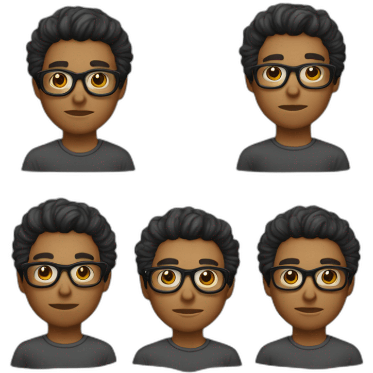 pelo moreno,gafas de ver, joven emoji