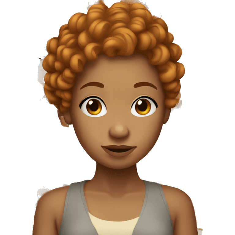 Ginger mixed race girl curly hair emoji