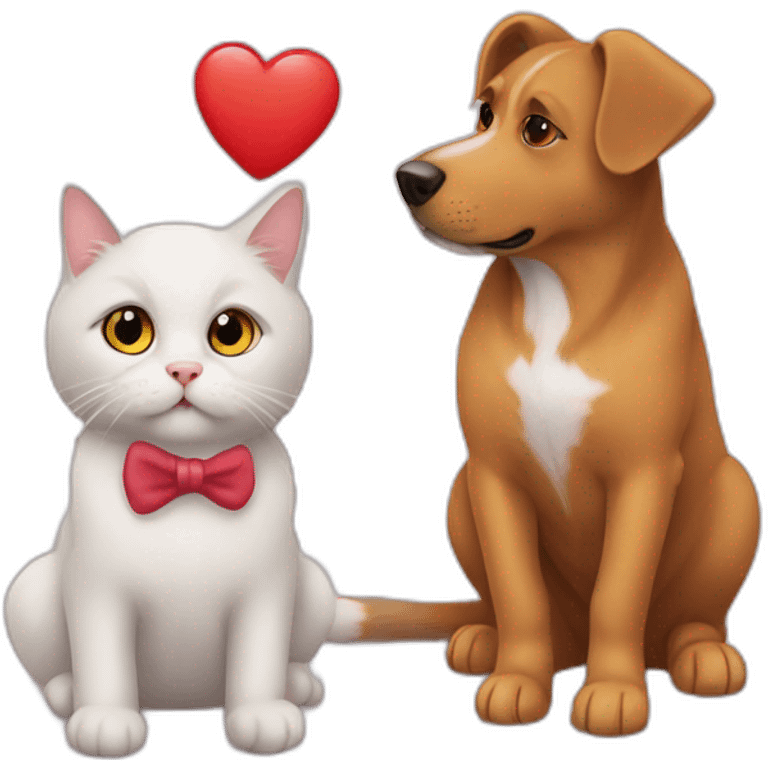 cat and dog love hearts emoji