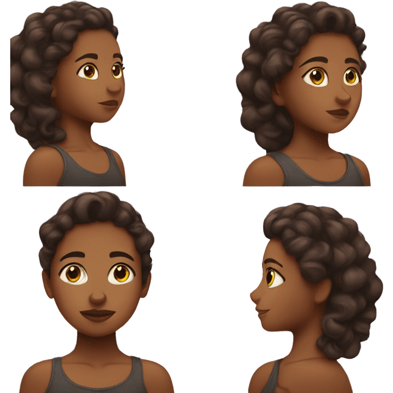 Brown girl curl head side eyeing emoji