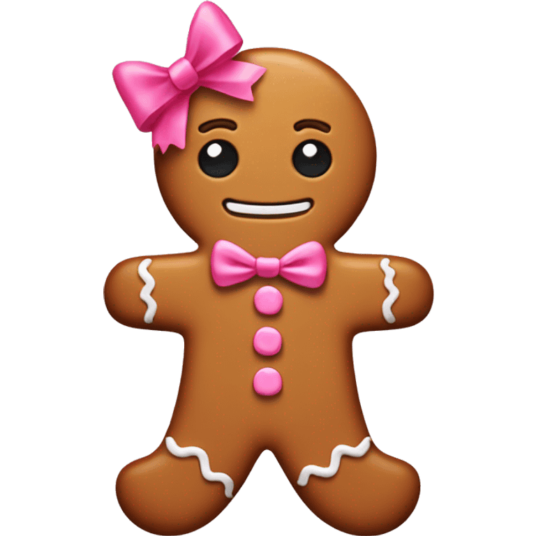 Gingerbread man with a pink bow and eyelashes emoji