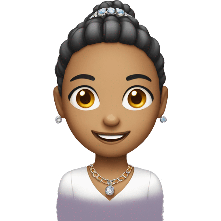 smiling girl with jewelry ball emoji