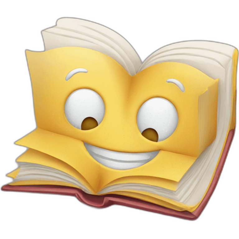 Book with smiling face emoji