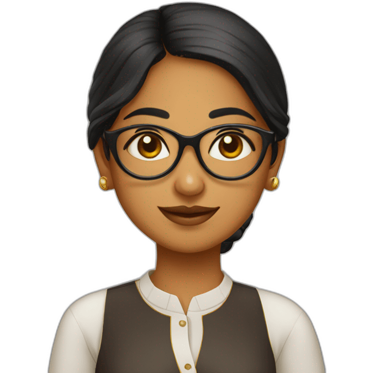 South indian girl with specs and idli emoji