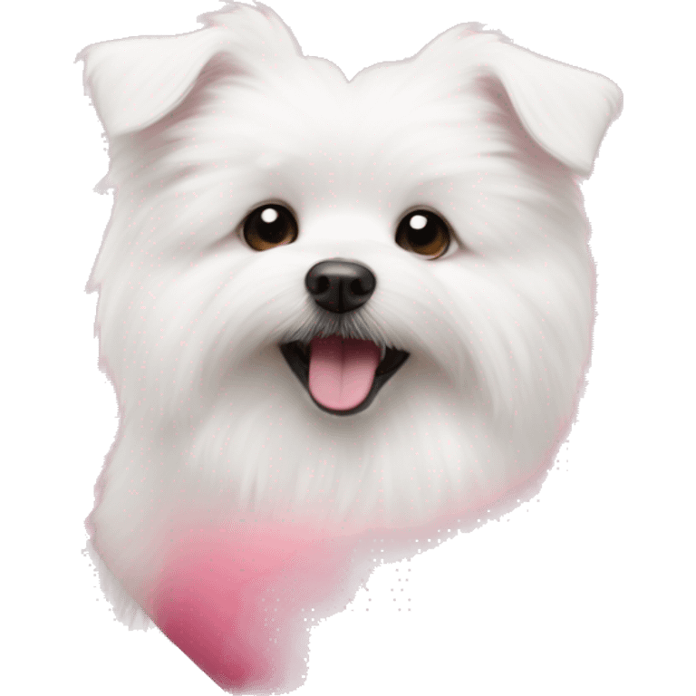 Pink heart with dog bichom frise inside  emoji