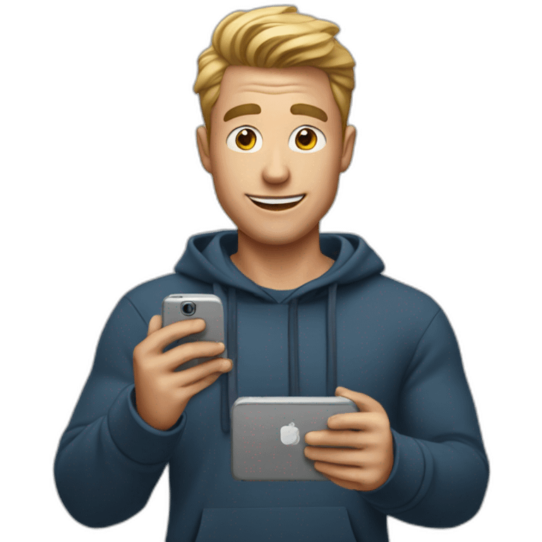 man scrolling with his phone tiktok emoji