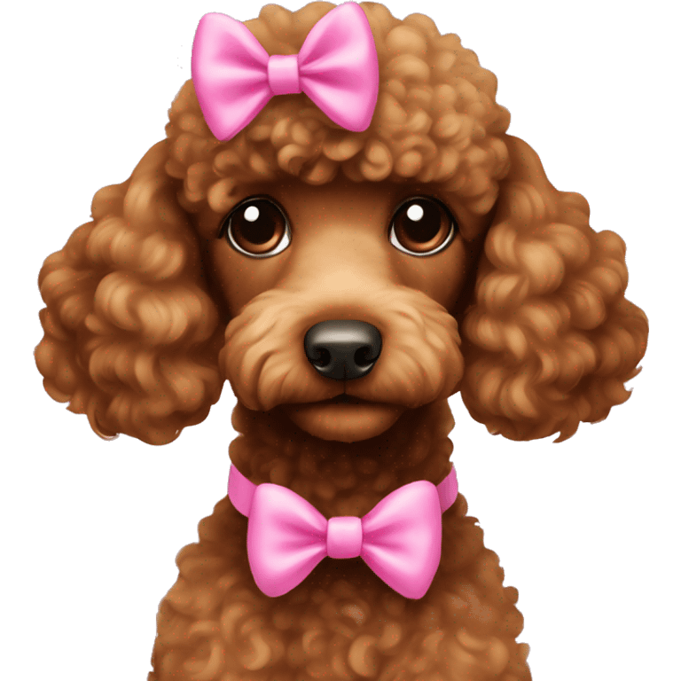 Brown poodle with a pink bow emoji