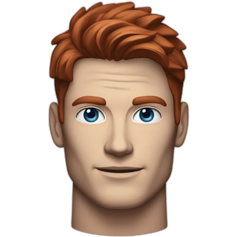 Ryan mcpartlin robot Blue eyes very neat red hair handsome chiselled jaw sharp cheekbones emoji