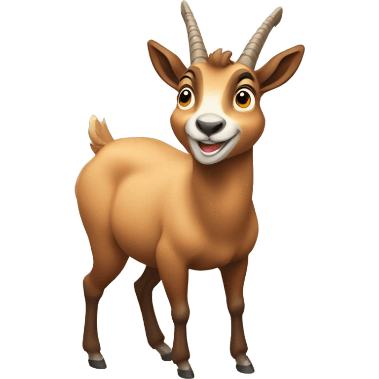 happy smiling brown chamois pointing to the left side with his hoof emoji