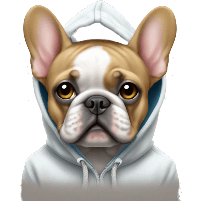 French bulldog wearing hoodie emoji