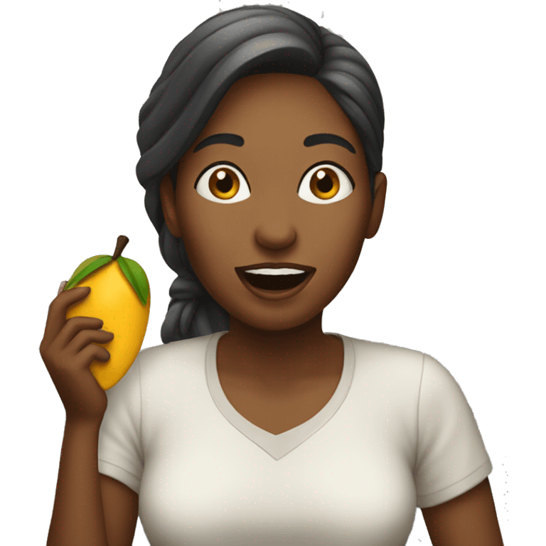 Woman eating mango emoji