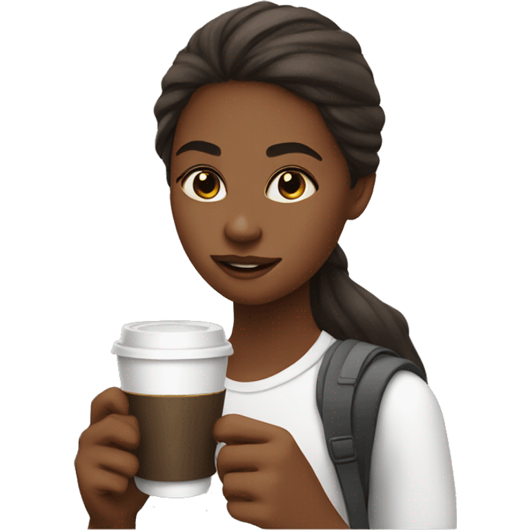 Girl study and drink coffee emoji