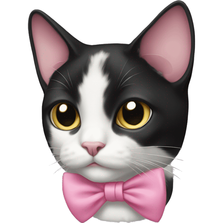 tuxedo cat with pink bow emoji