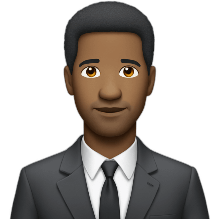 actor Denzel Washington short hair cartoon wearing suit emoji