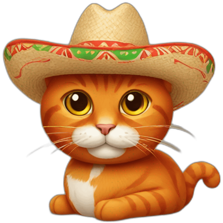 red cat with a mexican hat emoji