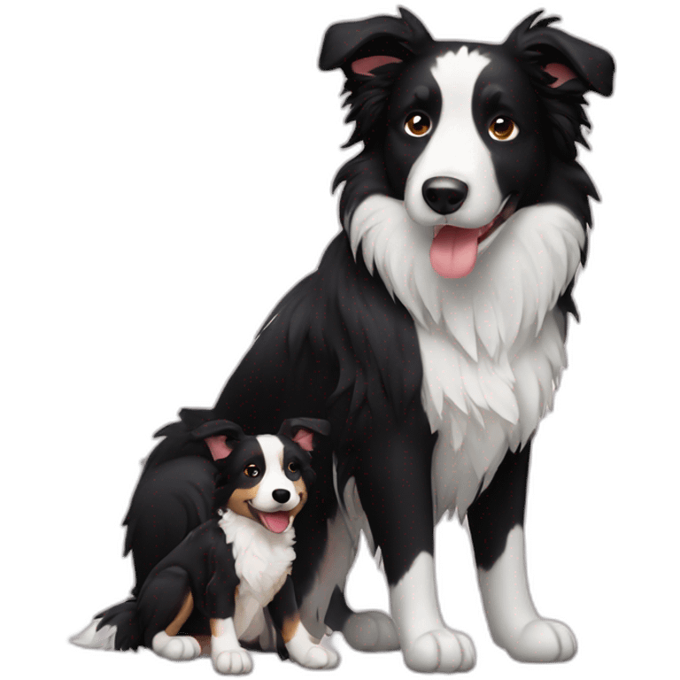 Border collie with puppy emoji