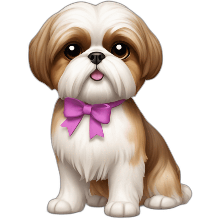 Dog Shih Tzu with a bow on head full-body emoji