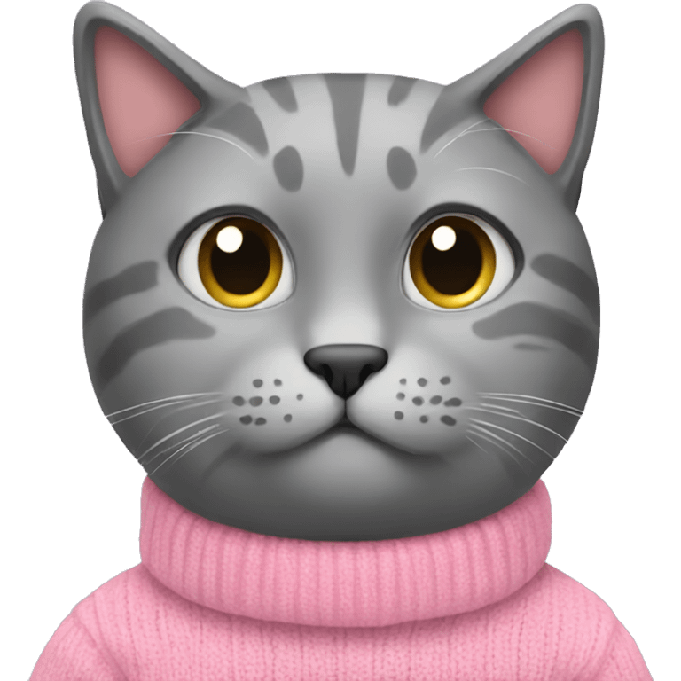 Grey cat wearing pink sweater emoji