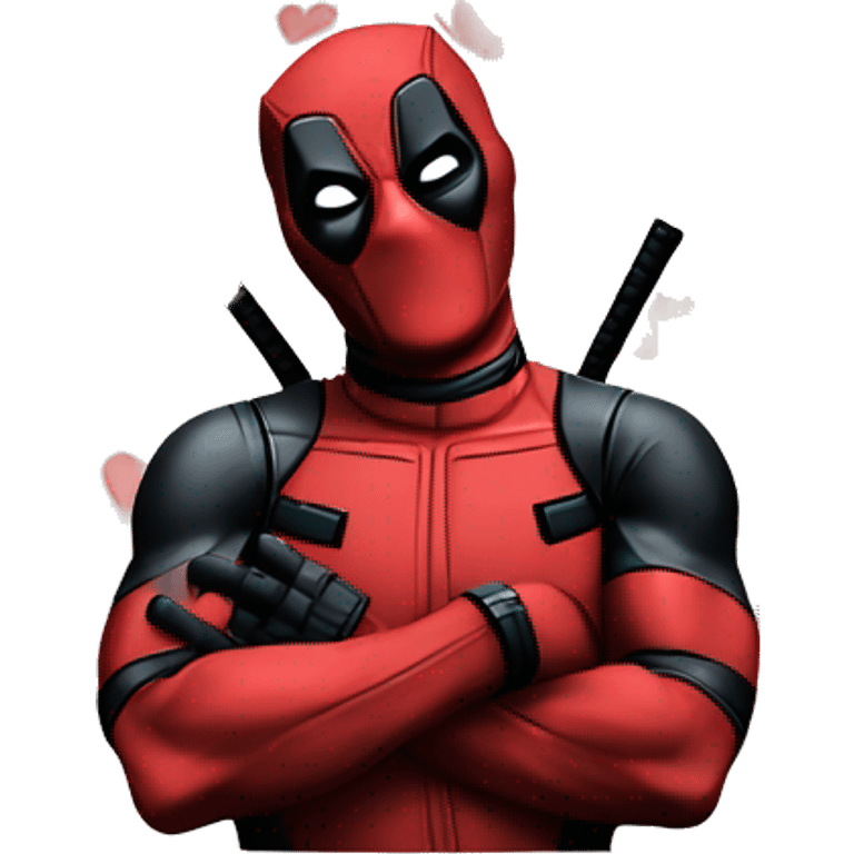 deadpool with hand hearts  emoji