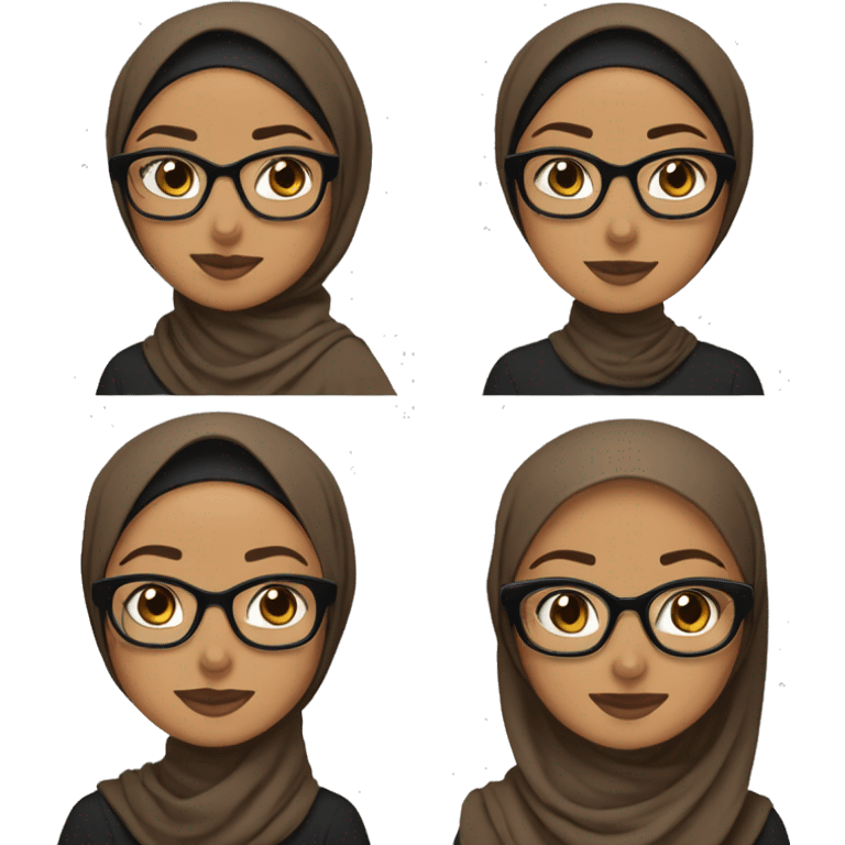 create a brownskin hijabi (brown flowy hijab style) with black glasses  emoji