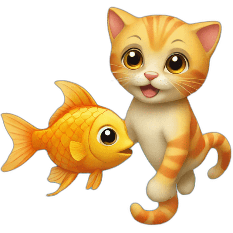 Bebe chat et poisson emoji