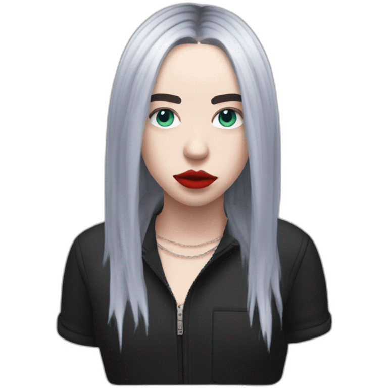 Billie eilish cheveux noir et rouge emoji