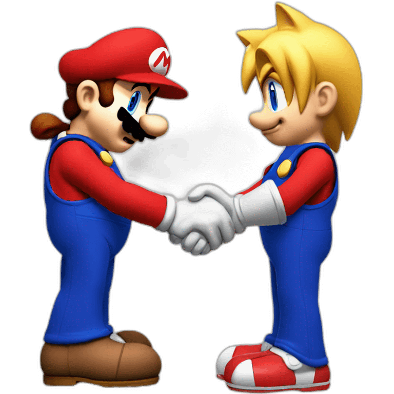 super mario handshaking sonic the hedgehog emoji