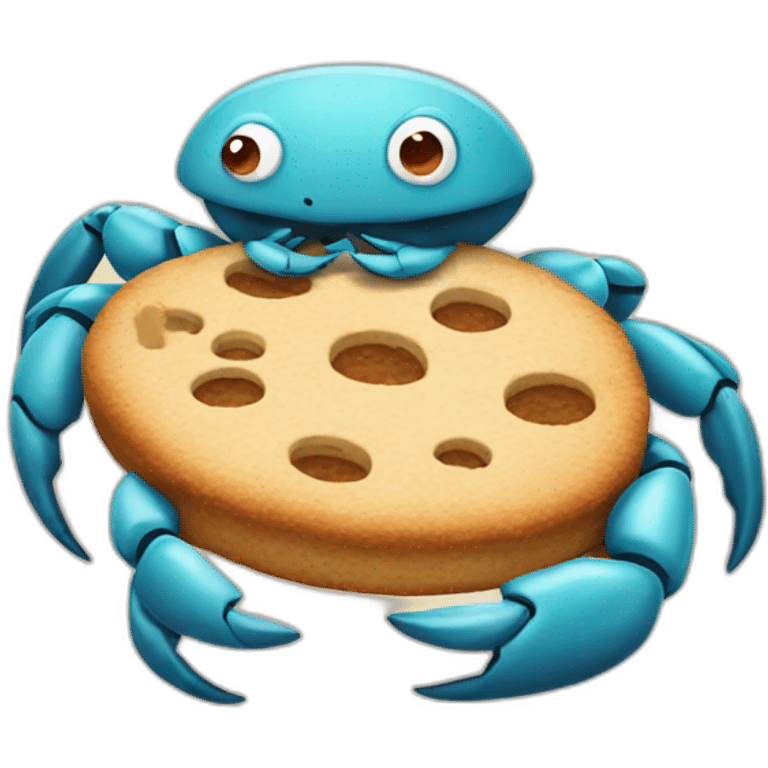 Crab holding cookie in claw emoji