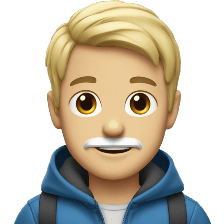 smiling boy in blue jacket with short white beard emoji