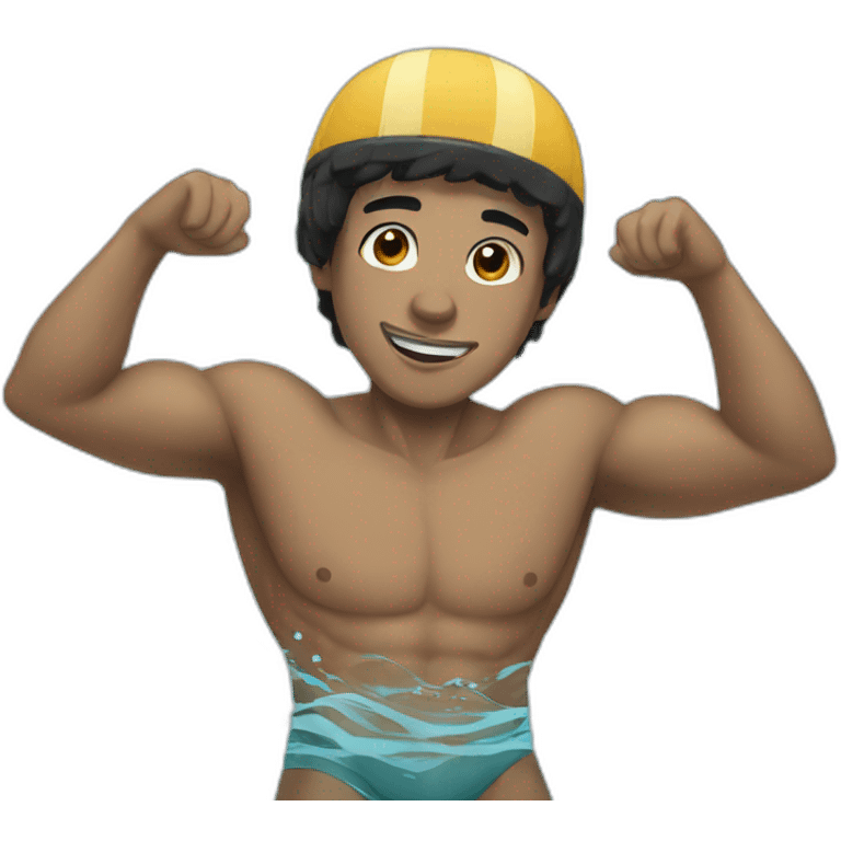 Swimming guy black hair emoji