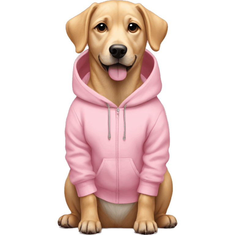 Blonde dog wearing a pastel pink hoodie emoji