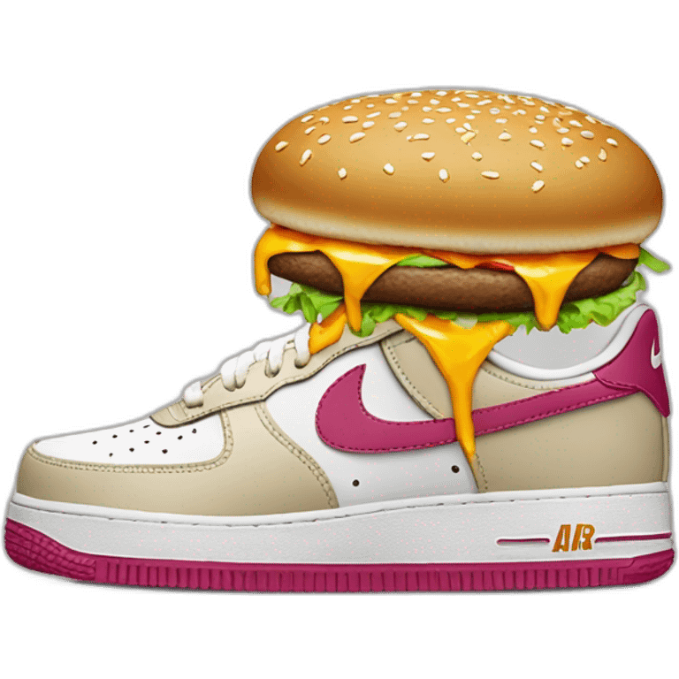 Une nike air force 1 qui mange un burger emoji