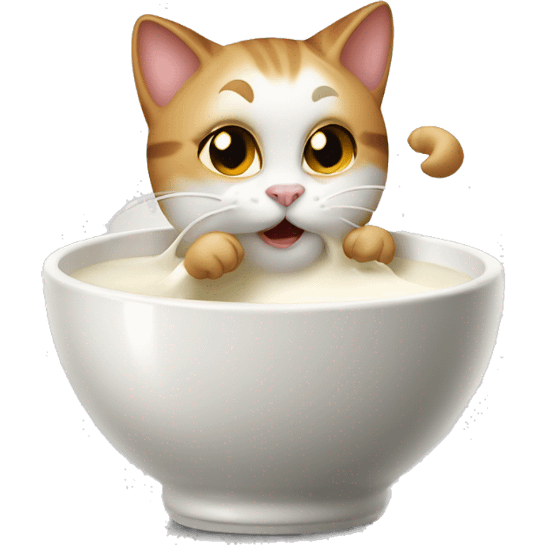 Cats licking milk from a bowl emoji