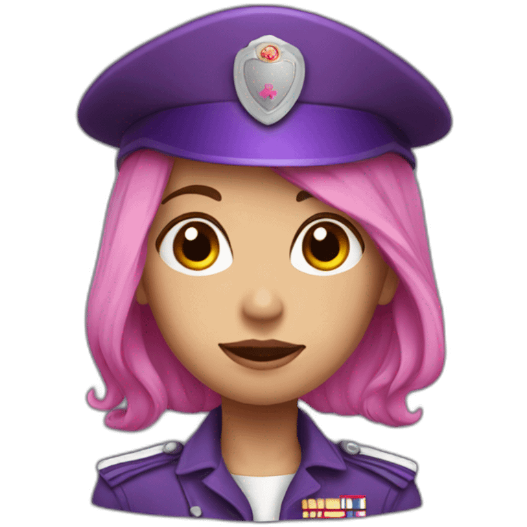 Pink Hair soldier girl with purple uniform  emoji