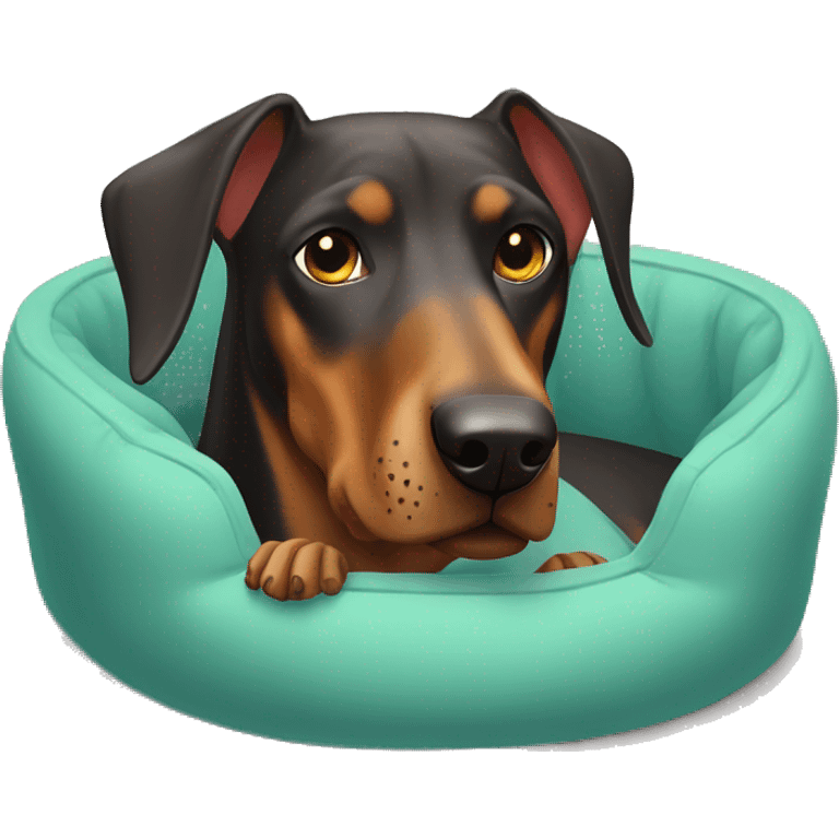 doberman in dog bed emoji