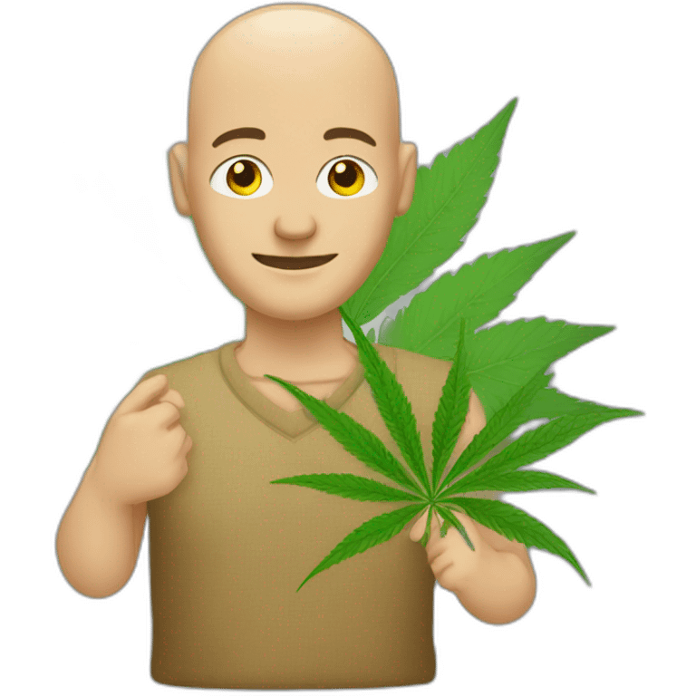 Bald man holding hemp emoji