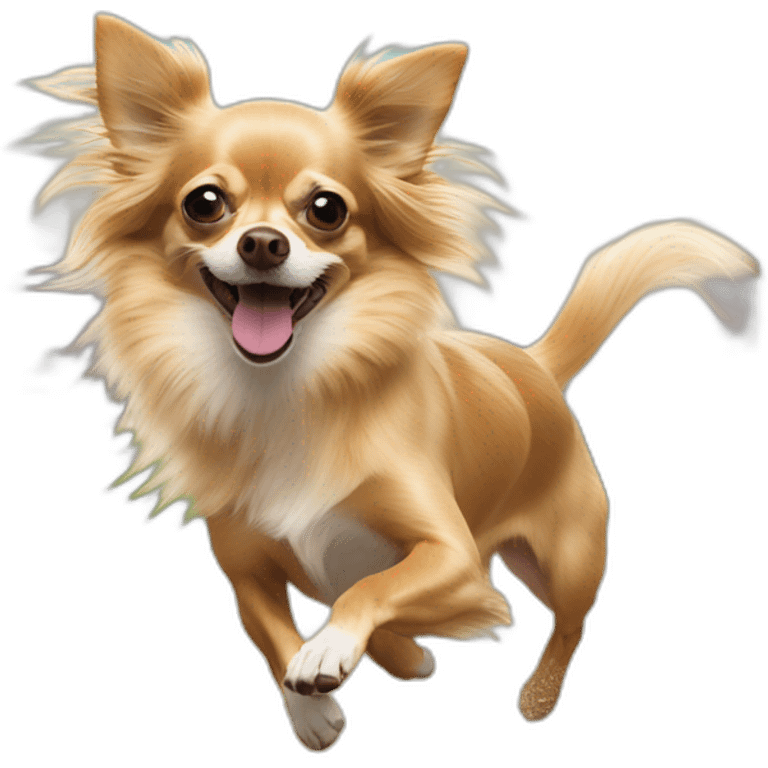 Long hair sand chihuahua running in Hollywood park emoji