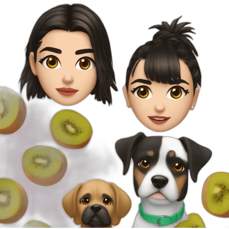 Dua Lipa et kiwi et chien emoji