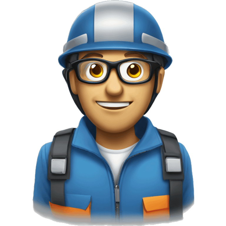 Man with safety helmet, glases and earplugs emoji