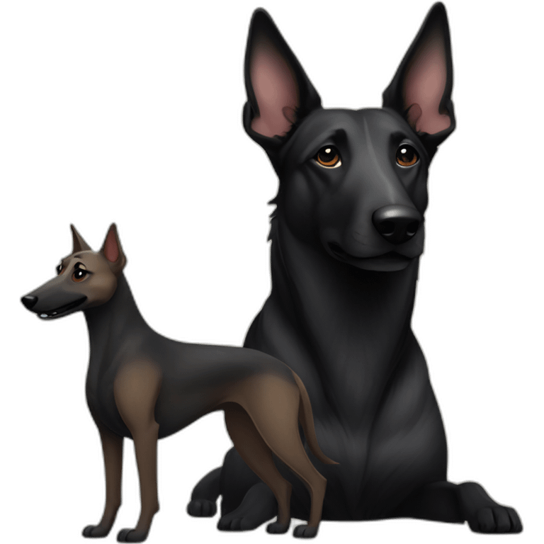 Brindle greyhound and black German shepherd emoji