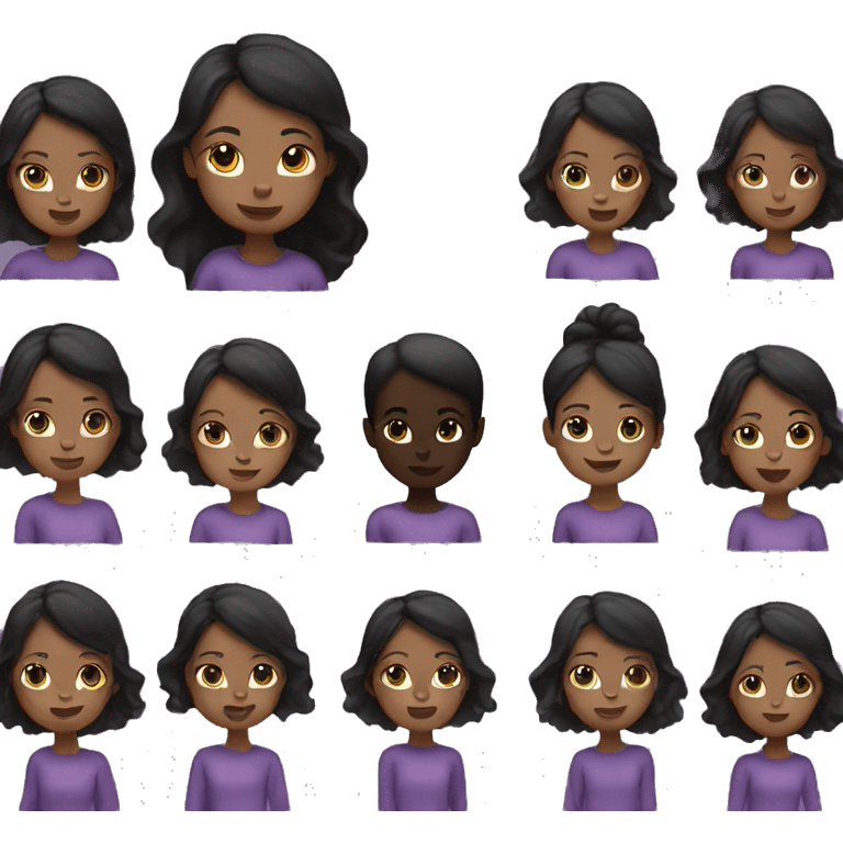 girl with choc skin, black hair, purple top, jeans emoji