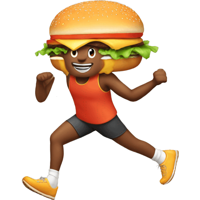 Running person thinking in a burger emoji