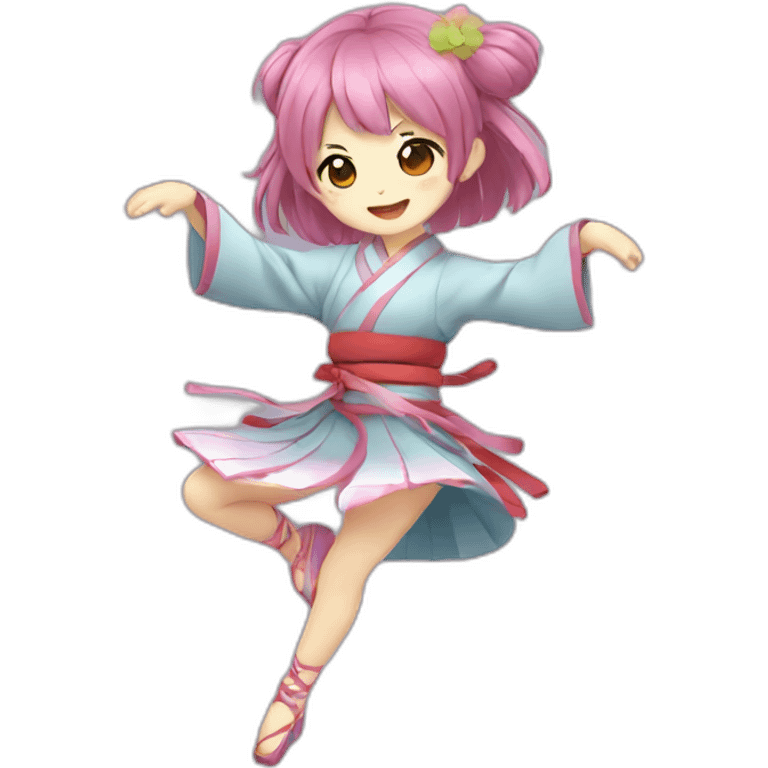 Dancing cute Japanese girl anime-style emoji