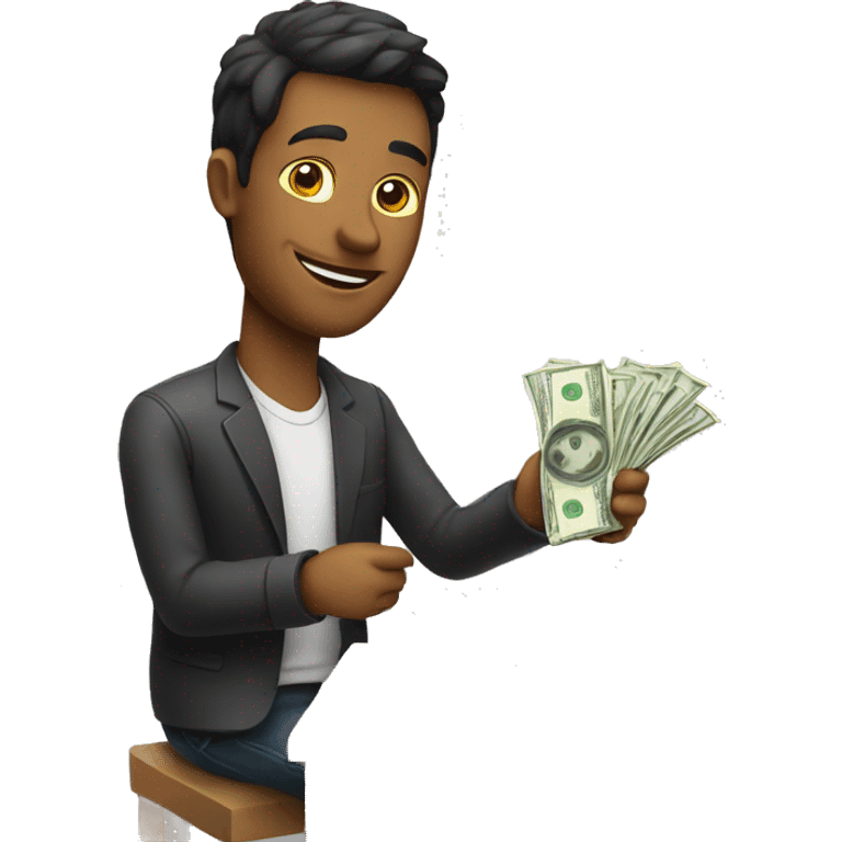 man with laptop and cash emoji