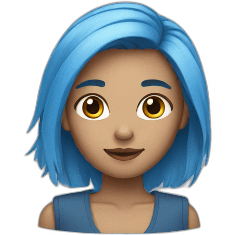 Girl with blue eay and dark blond hear emoji